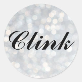 Redondo Clink no adesivo das bolhas de champanhe prateado