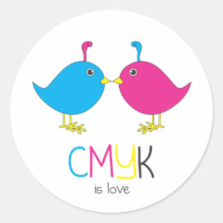 Redondo cmyk é o adesivo do amor