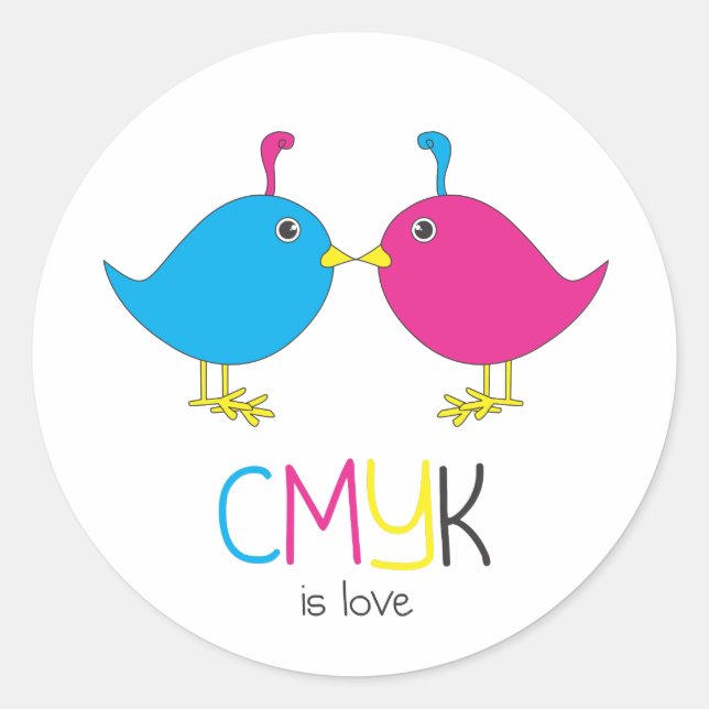 Redondo cmyk é o adesivo do amor (Frente)