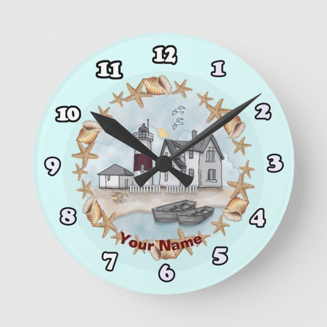 Redondo Conchas de Connecticut Relógio de Farol (Frente)