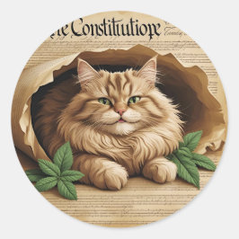 Redondo Constituição e Catnip - Adesivo de Gato Patriótico