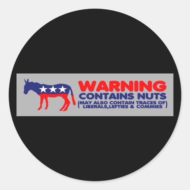 Redondo Contém loucos adesivo anti-liberal para-choques (Frente)