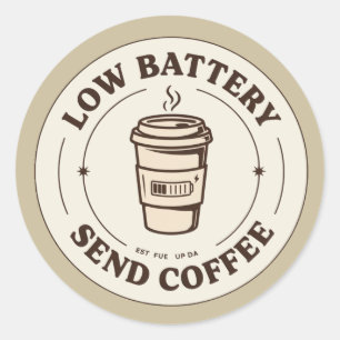 Redondo Copo de Café Engraçado Adesivo Antigo Bateria Frac