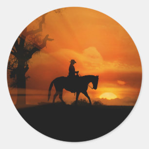 Redondo Cowgirl a andar no adesivo sunset