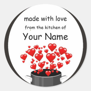 Redondo Cozinhar com adesivo de amor