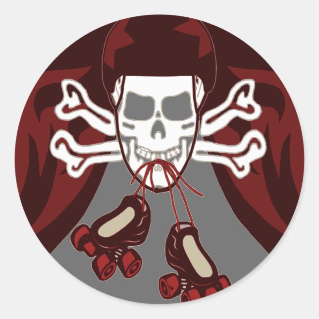 Redondo crânio e skate adesivo (Frente)