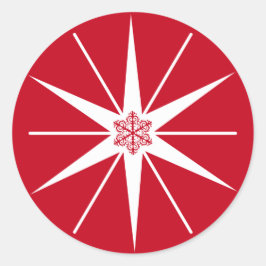 Redondo Creia no adesivo de feriado vermelho elegante com 