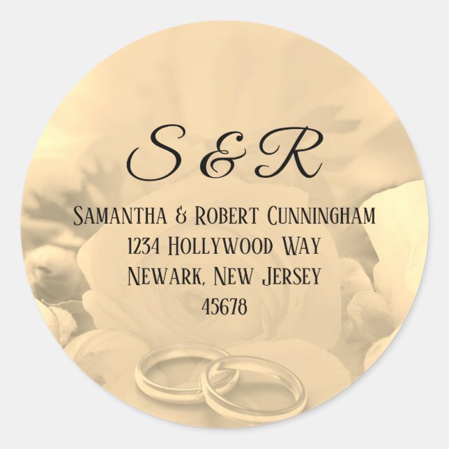 Redondo Creme Color Floral com adesivo Rings (Frente)