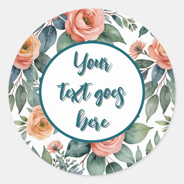 Redondo criar o próprio adesivo do casamento rosas de pêss (Frente)