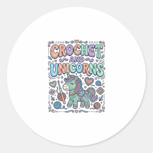 Redondo Crochet Unicórnio e Adesivo Kawaii de Unicórnios e