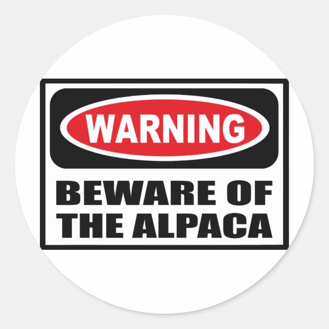 Redondo Cuidado com o adesivo da ALPACA (Frente)