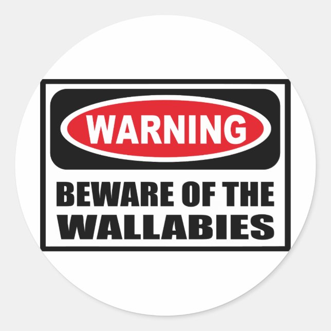 Redondo Cuidado com o adesivo do WALLABIES (Frente)