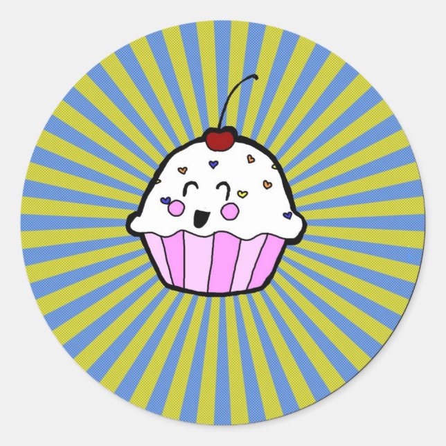 Redondo cupcake adesivo (Frente)