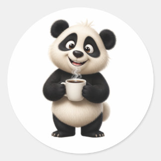 Redondo Design de Adesivo do Panda Fofinho Amante de Café