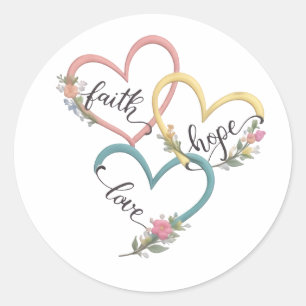 Redondo Design de Adesivo Fé Esperança Amor