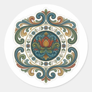 Redondo Design de Adesivo Mandala Rosemaling