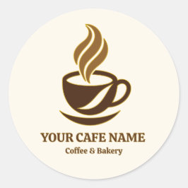 Redondo Design de logotipo de adesivo de abertura de café