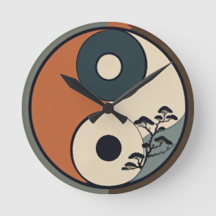 Redondo Design do relógio Yin Yang