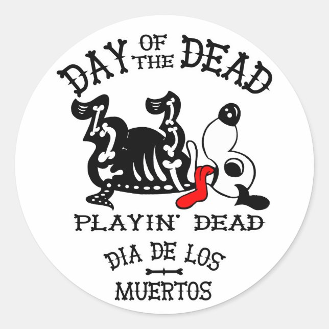 Redondo dia de los muertos tocar morto com adesivo (Frente)