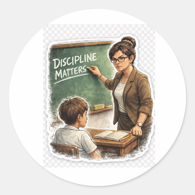 Redondo Disciplina Importa Adesivo para Professor (Frente)