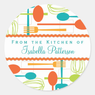 Redondo Do adesivo dos utensílios do Cozinhar Retro da Co