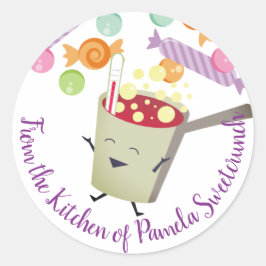 Redondo doce a ferver da cozinha do adesivo