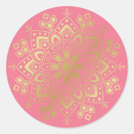 Redondo Dourado Mandala no adesivo de envelope de vinheta 