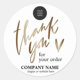 Redondo Dourado personalizado Obrigado Conjunto de adesivo