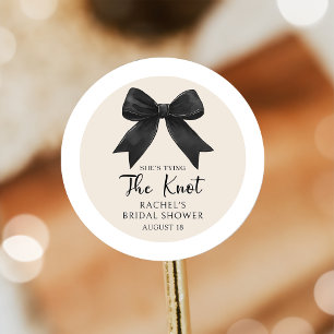 Redondo Elegante Coquete Laço Preto Adesivo Chá de Noiva