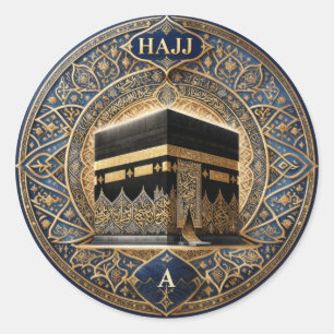 Redondo Elegante Hajj Mabrur Ilustração Kaaba Adesivo Redo