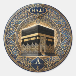 Redondo Elegante Hajj Mabrur Ilustração Kaaba Adesivo Redo