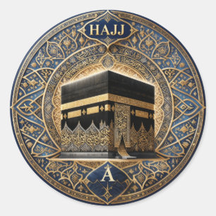 Redondo Elegante Hajj Mabrur Ilustração Kaaba Adesivo Redo