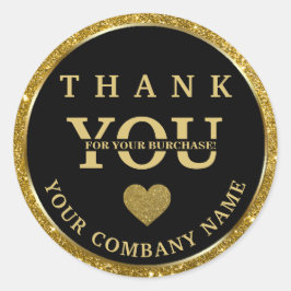 Redondo Elegante negro de ouro brilhante Obrigado adesivo