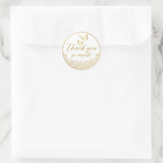 Redondo Elegante Ouro Muito Obrigado — Adesivo para Lembra
