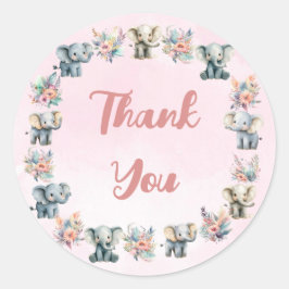 Redondo Elephants & Boho Jungle Flowers no adesivo rosa