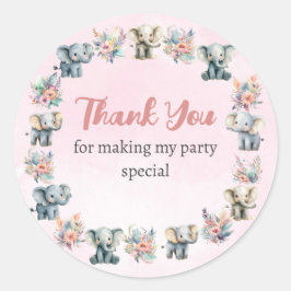 Redondo Elephants & Boho Jungle Flowers no adesivo rosa