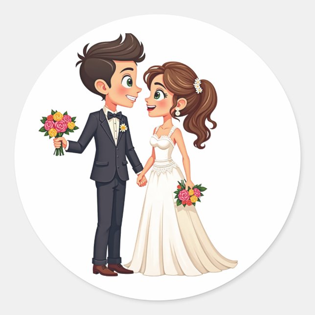 Redondo Embalagem com adesivo de bênçãos de casamento (Frente)