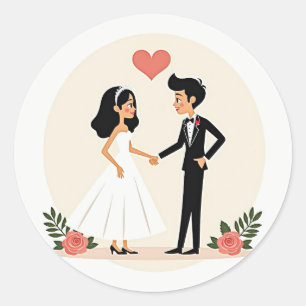 Redondo Embalagem com adesivo de celebração de casamento