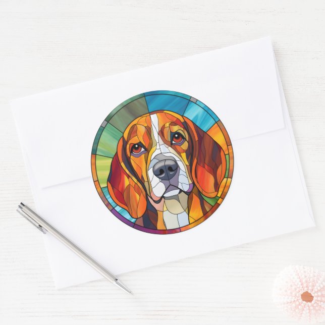 Redondo Embalagem do adesivo do Beagle (Envelope)