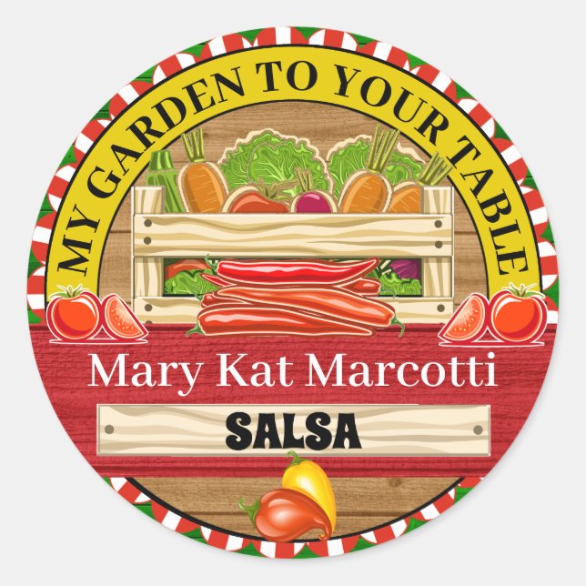 Redondo Enlatado do adesivo de Fazenda de jardim (Frente)