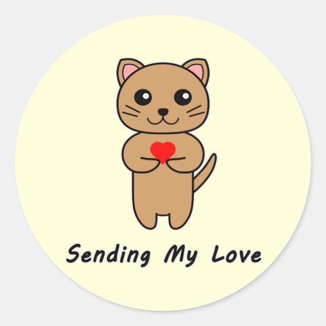 Redondo Enviando meu adesivo amarelo de amor (Frente)