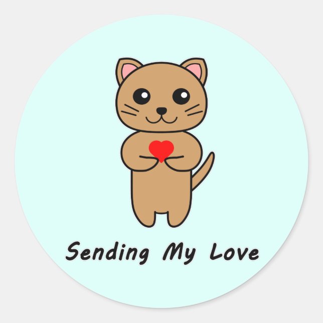 Redondo Enviando meu adesivo azul de fundo do amor (Frente)