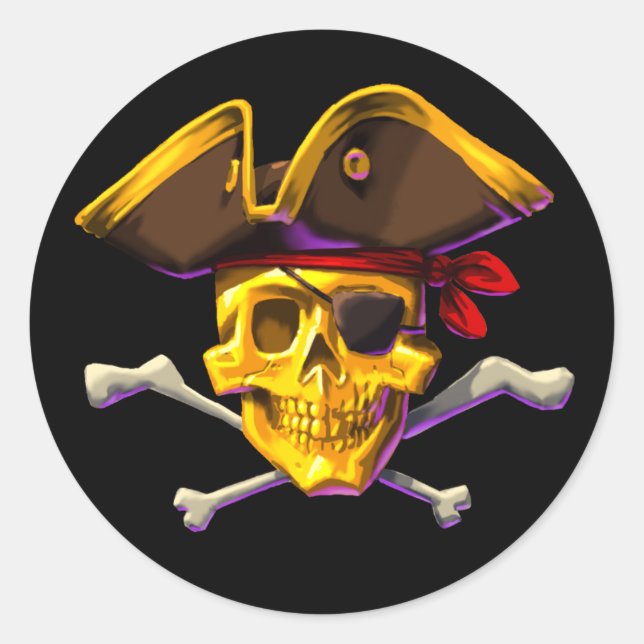 Redondo Esfregue o adesivo Dourado Dourado Caveira preto (Frente)