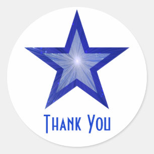 Redondo Estrela Azul Escura "Obrigado", branco adesivo red