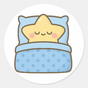 Redondo Estrela Kawaii na Cama – Adesivo Transparente