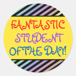 Redondo "ESTUDANTE FANTÁSTICO DO DIA!" Adesivo
