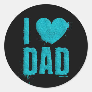 Redondo Eu Adoro Pai Teal Glitter Typografia  Adesivo