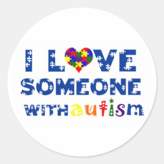 Redondo Eu amo alguém com adesivo Autismo