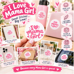Redondo Eu Amo Garota da Mamãe Adesivo Rosa – Mamãe e Filh