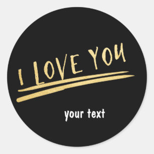 Redondo EU AMO VOCÊ Adesivo Chic Personalizado Preto e Dou